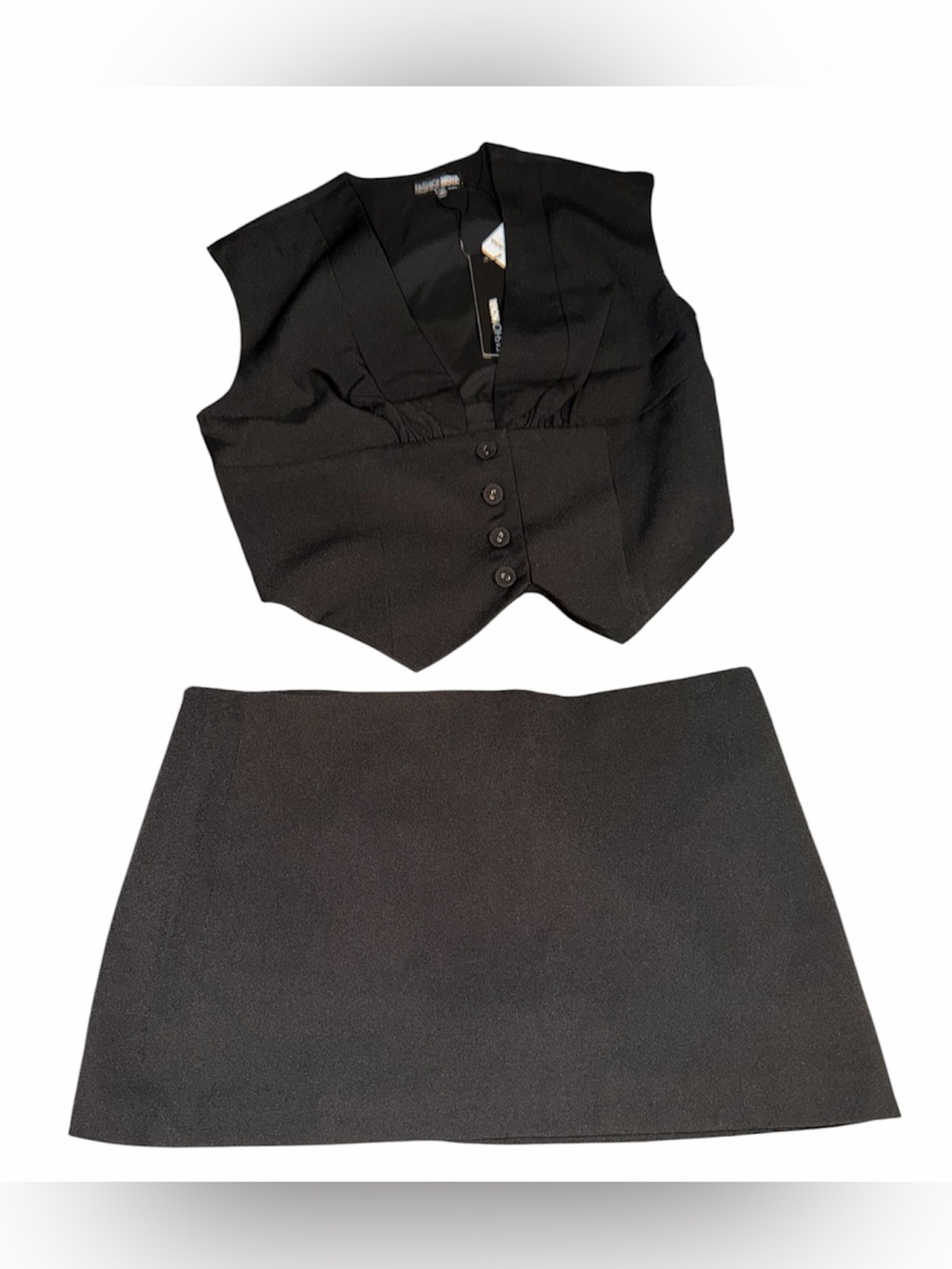 New! FASHION NOVA In Control Black Skirt Set, Large